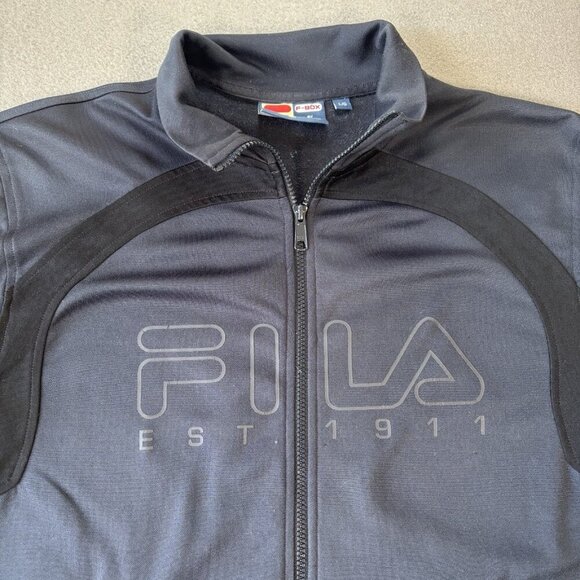 VTG Fila F-Box Mens L Navy Blue Track Jacket Zip Up Retro Sportswear Hip Hop 90s - Picture 2 of 13